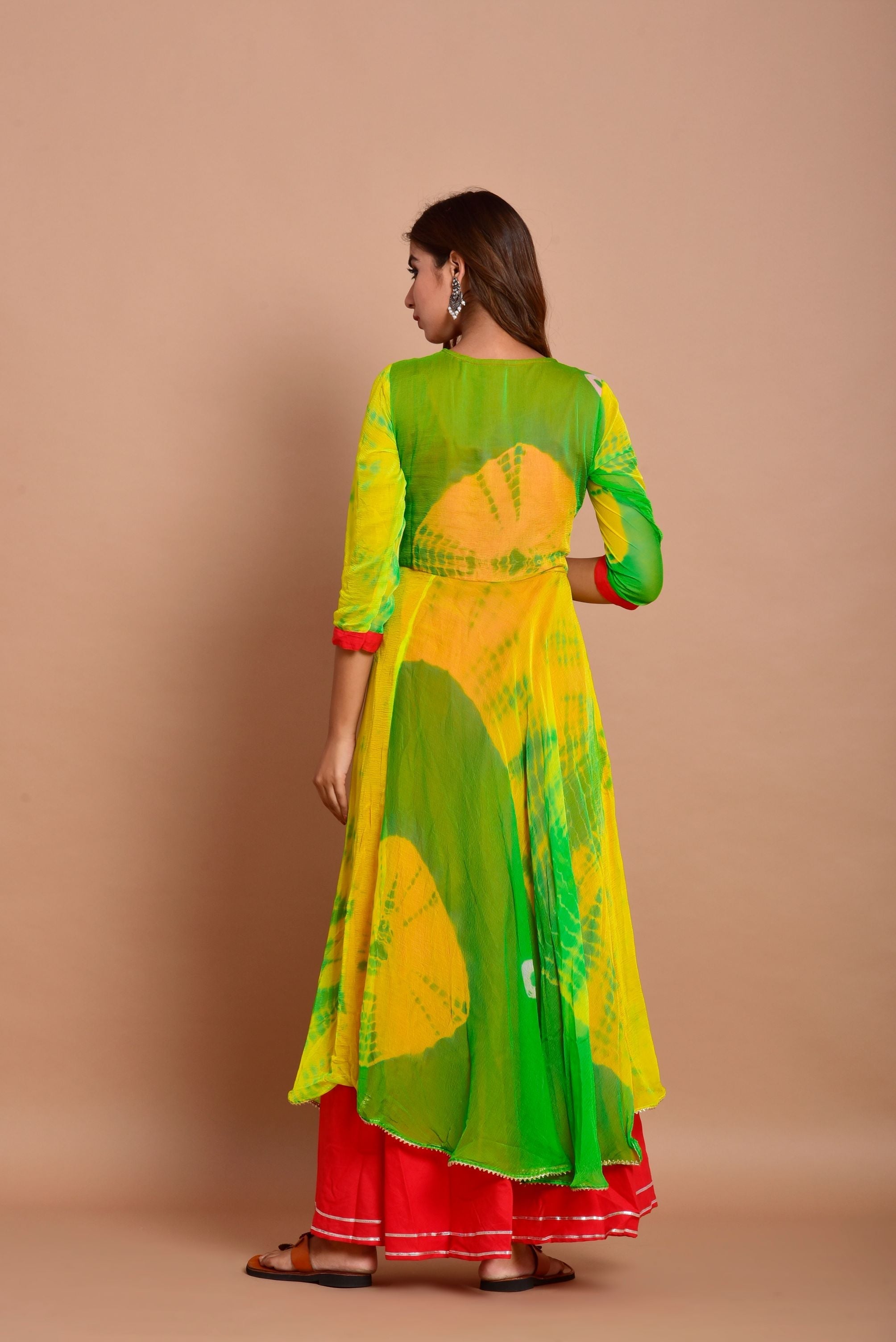 Women's  Green Rajpuri Dress - Saras The Label