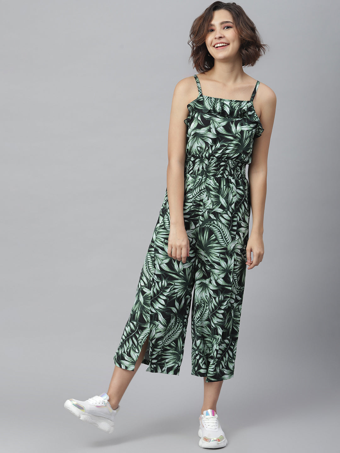 Women's printed Jumpsuit with slit Pants - StyleStone