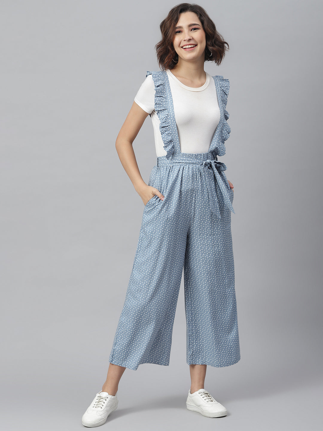 Women's Blue Pinafore Trousers (T -shirt not included) - StyleStone