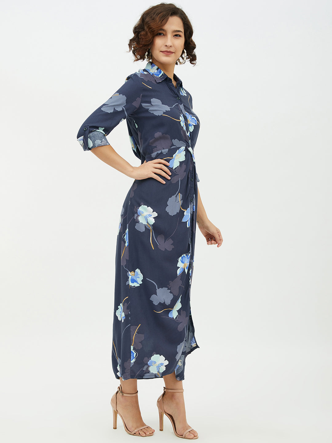 Women's Floral Print Cotton Long Dress - StyleStone