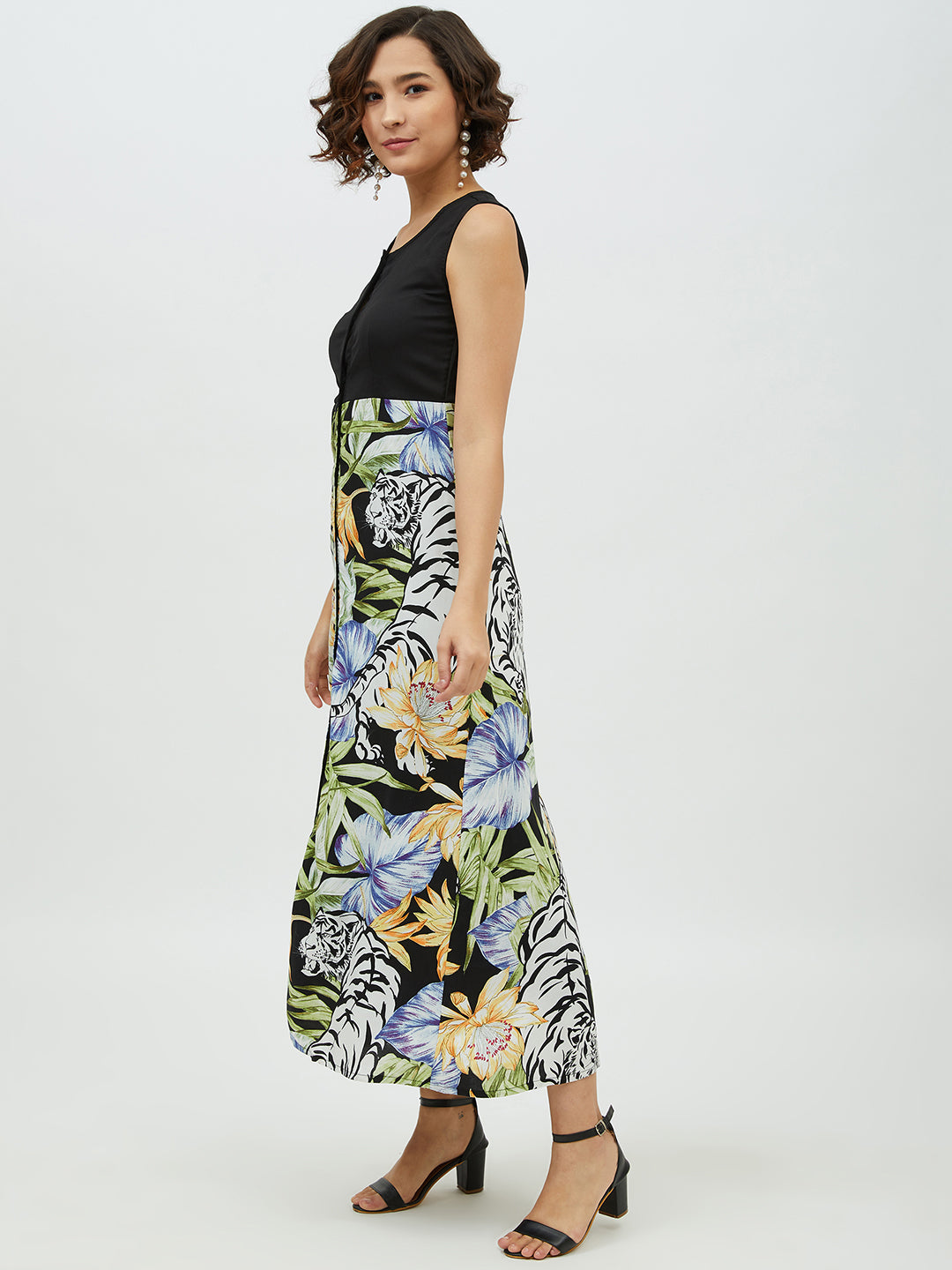 Women's Polyester Rayon Floral Printed Long Dress - StyleStone