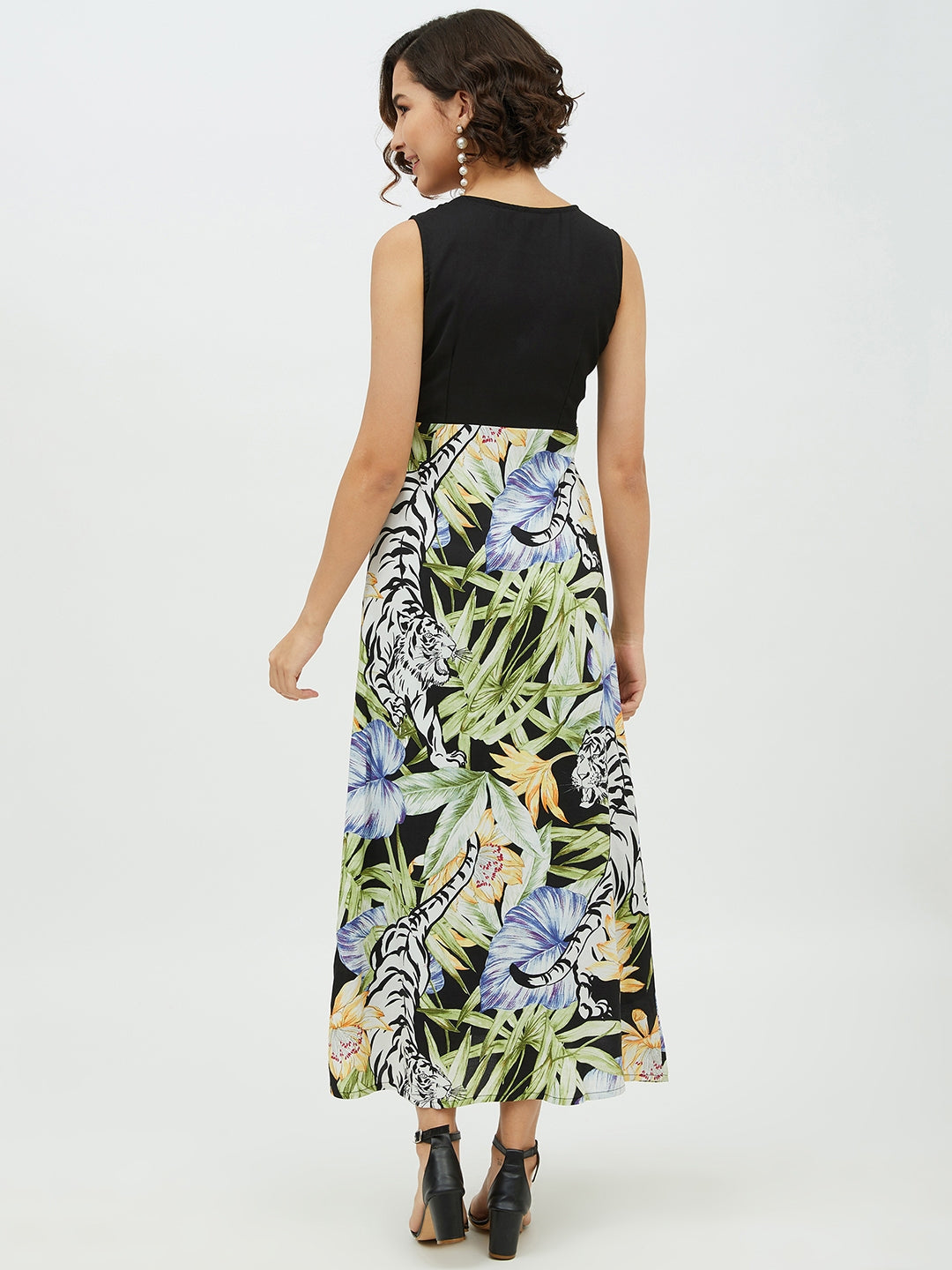 Women's Polyester Rayon Floral Printed Long Dress - StyleStone