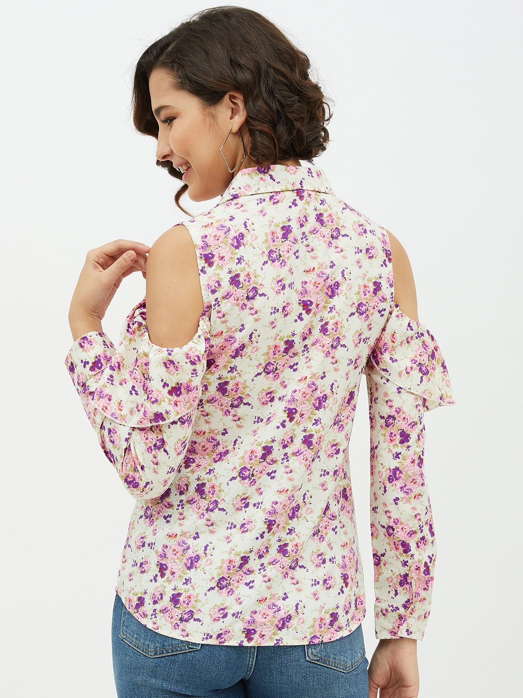 Women's Floral Cold Shoulder Shirt - StyleStone