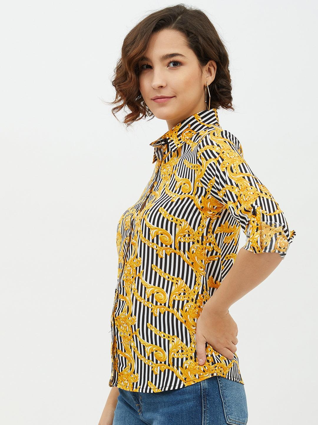 Women's Stripe Printed Shirt - StyleStone