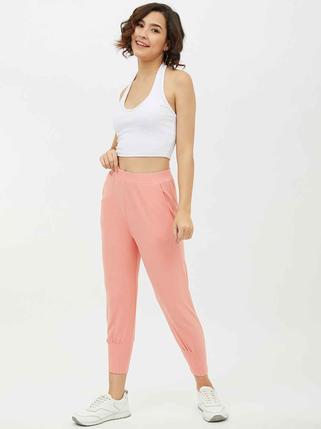 Women's Pink Jogger Style Trousers - StyleStone