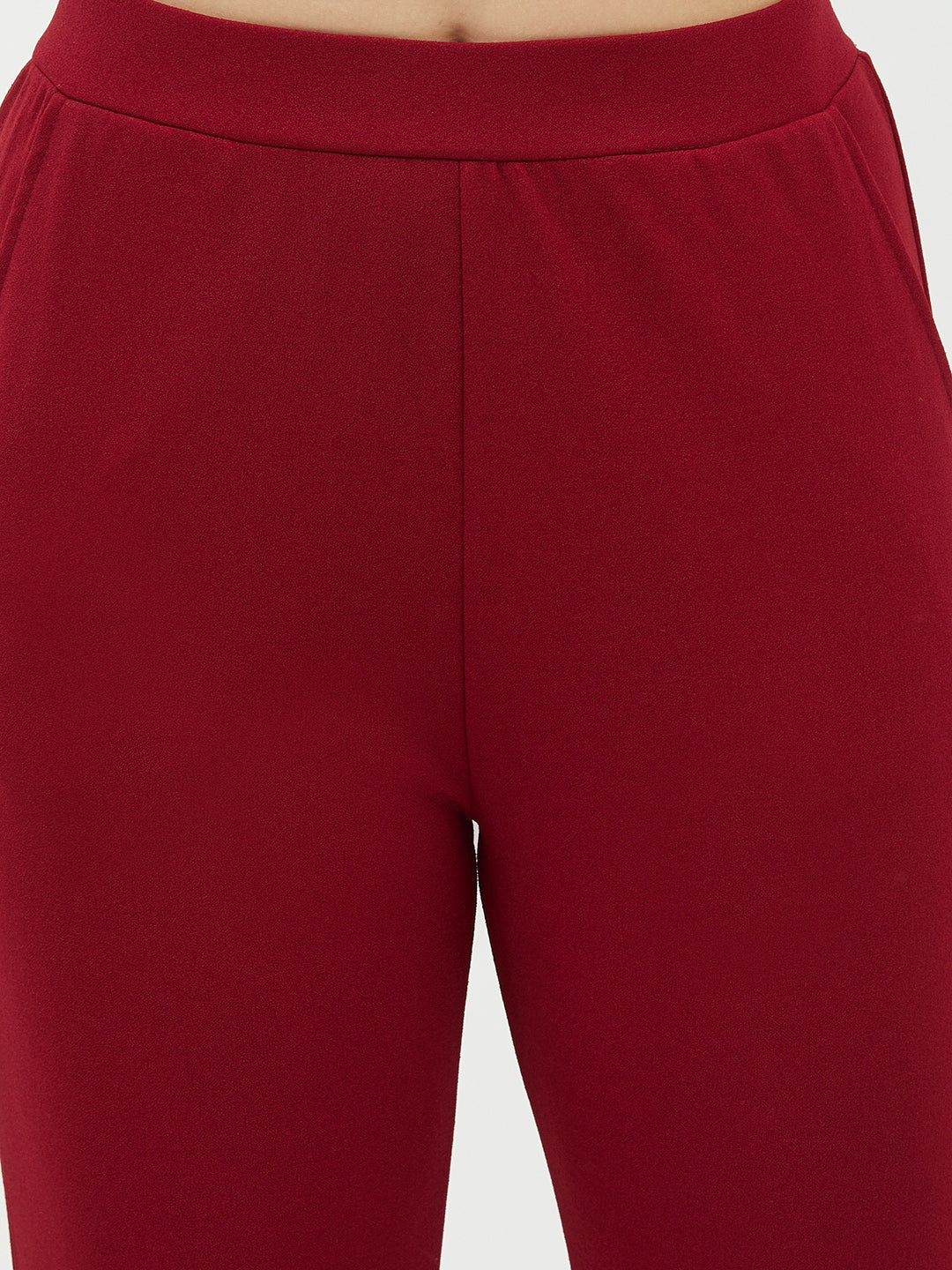 Women's Maroon Jogger Style Trousers - StyleStone