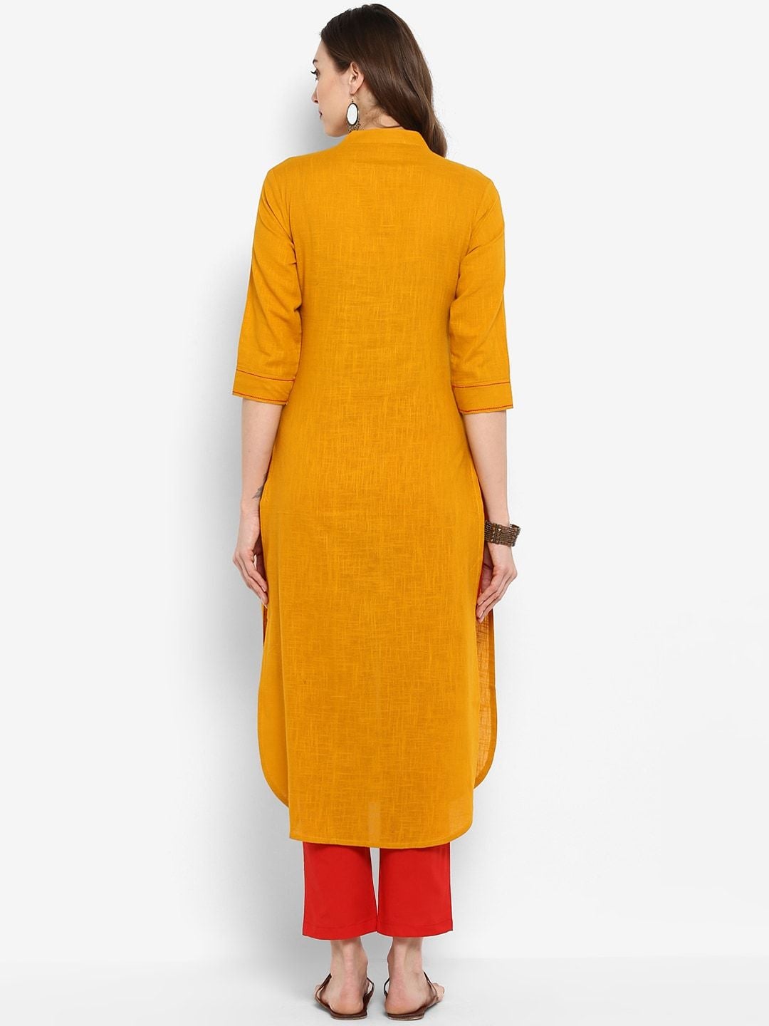 Women's Mustard Yellow Self Design Kurta with Trousers - Meeranshi