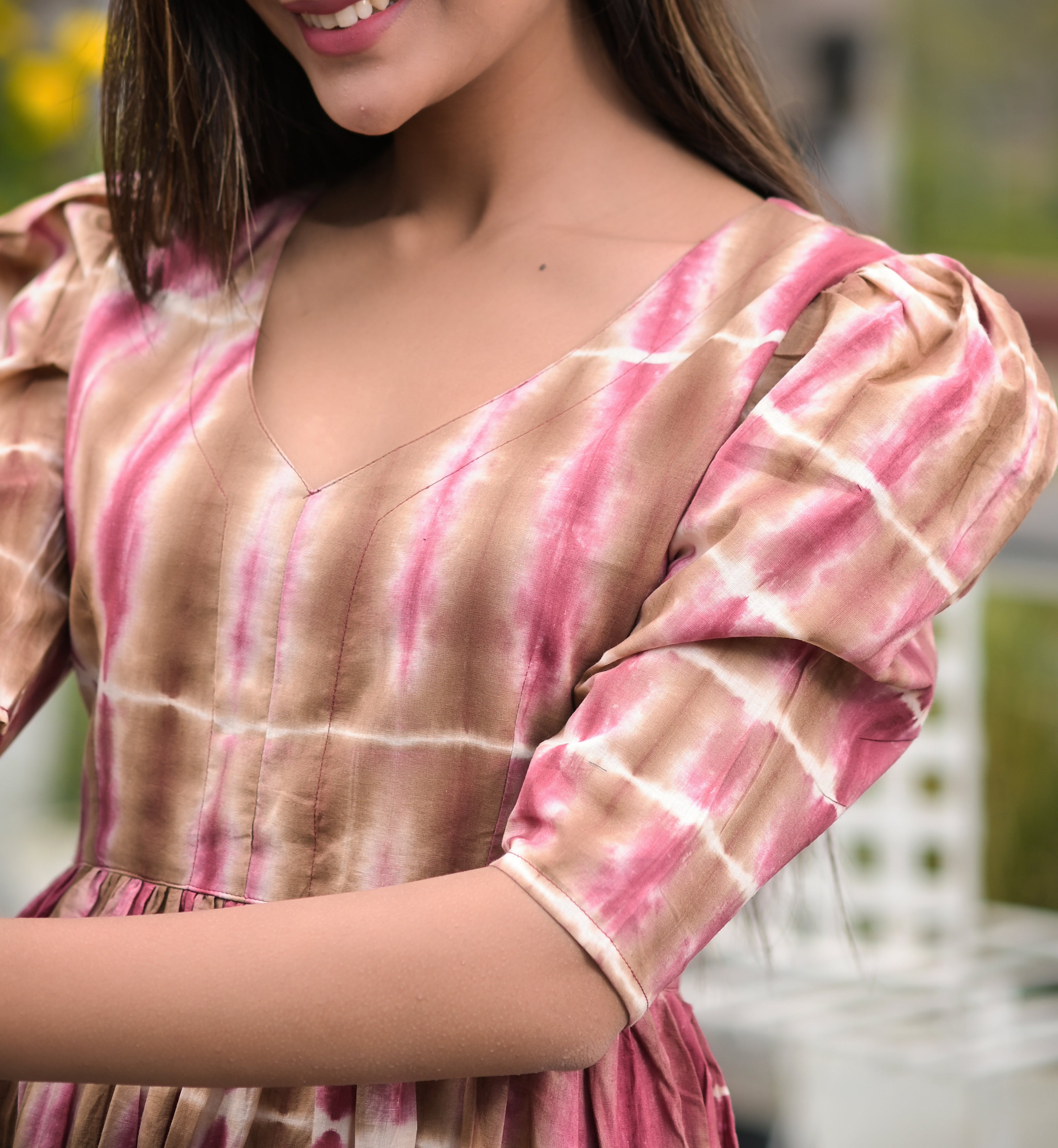 Women's Brown Tie Dye Cotton Dress - Hatheli