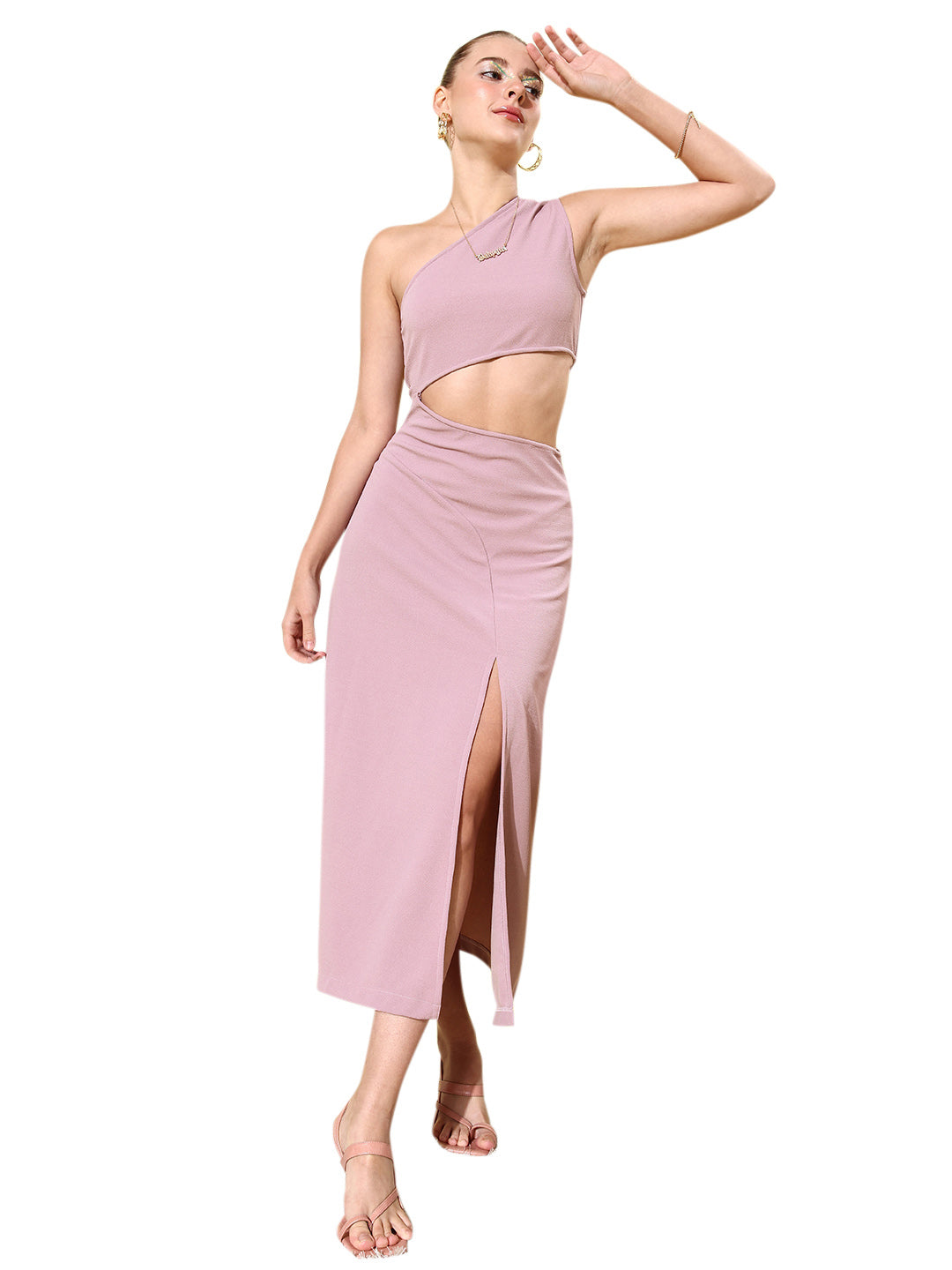 Women's Lavender Cut Out One Shoulder Maxi Dress - StyleStone