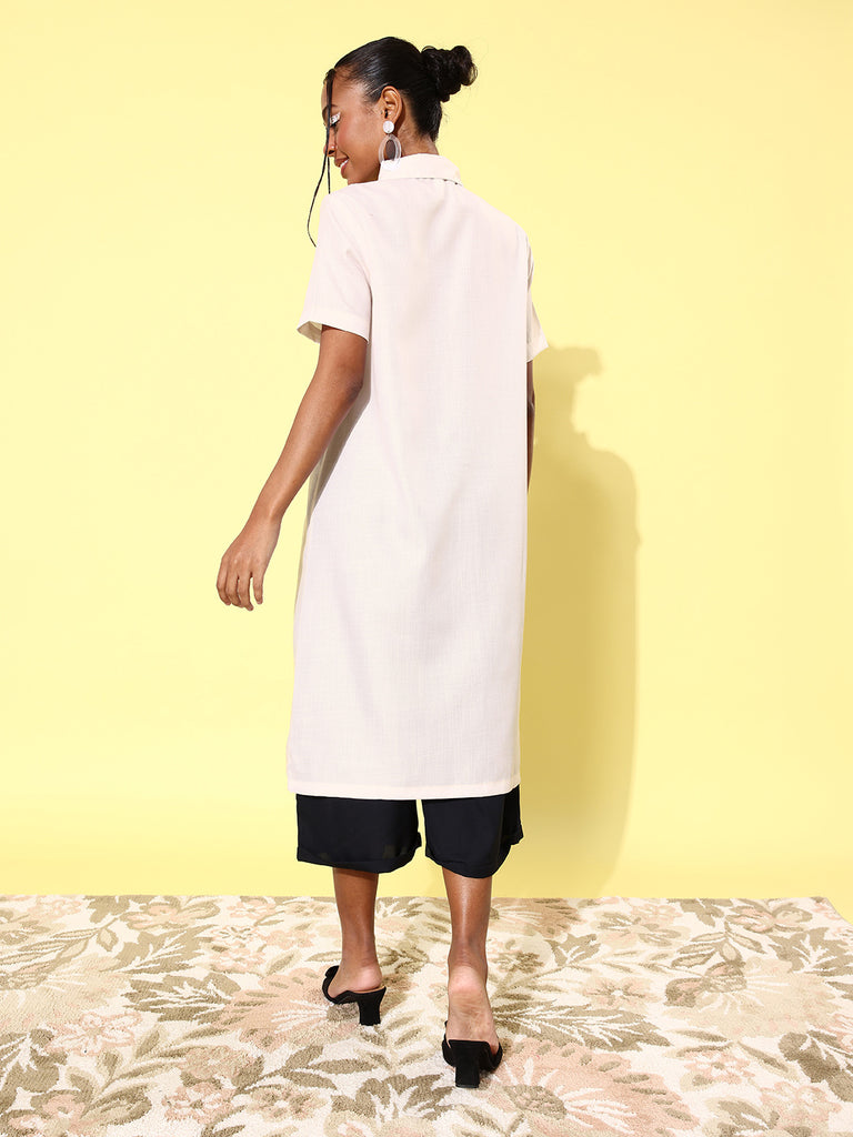 Women's Quirky Print Lose Shirt with Black Culottes