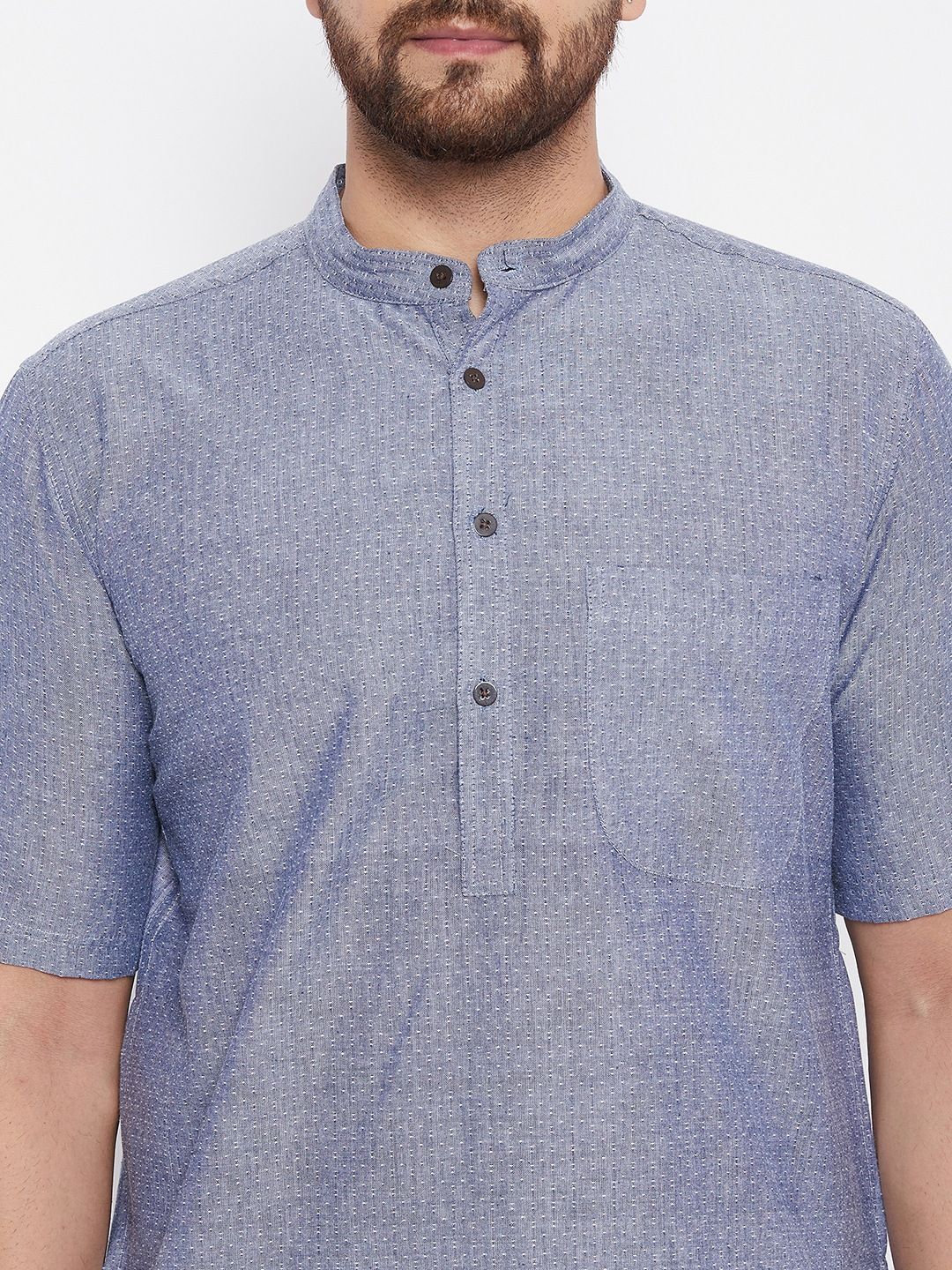 Men's Woven Design Grey Kurta - Even Apparels