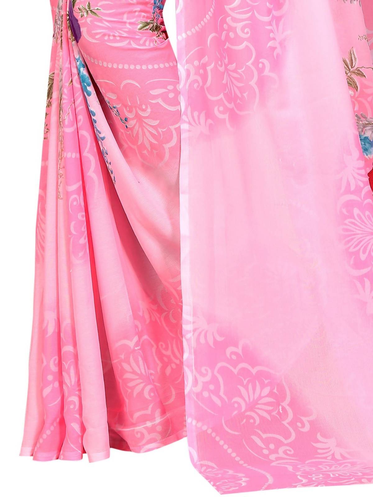 Women's Vamika Pink Georgette Printed Contemporary Saree Shiv Pink - Vamika