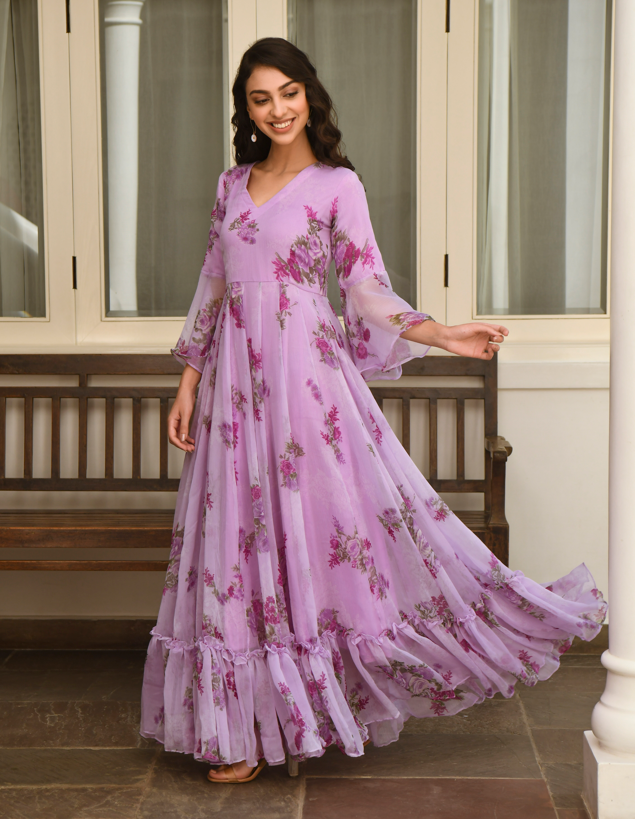 Women's Lavender Maxi Dress Floral - 1Pc Se
