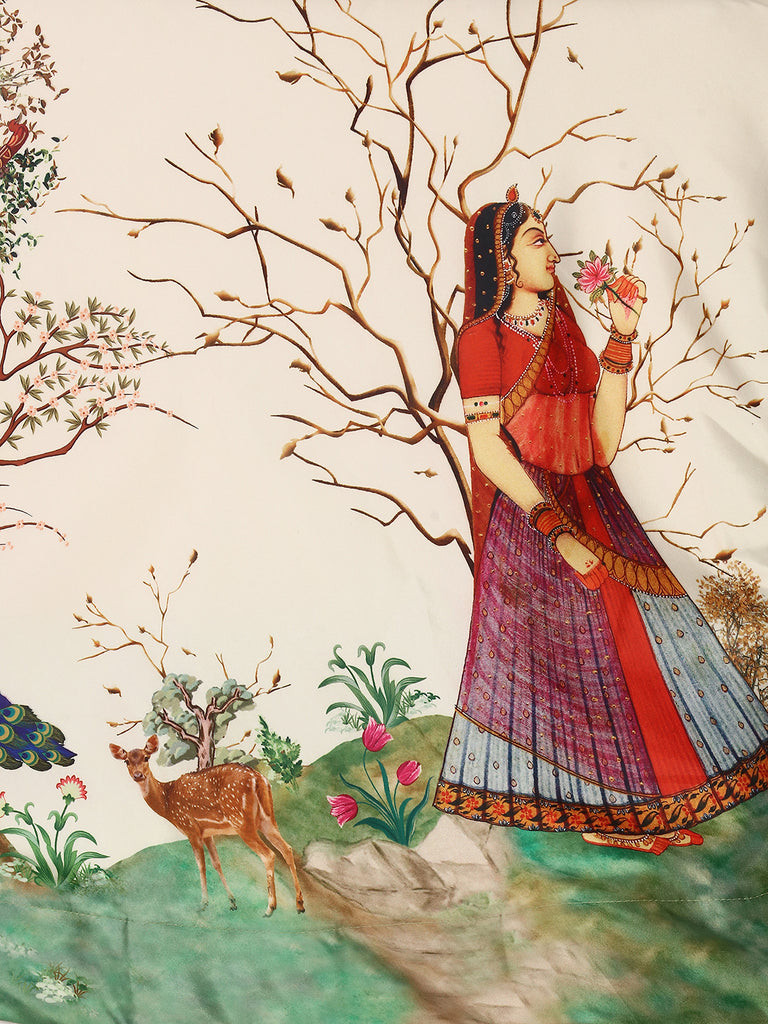 Women's Digital Print Shiney Satin Semistitched Lehenga Choli With Unstitched Blouse And Sequnce Work Orgenza Dupatta