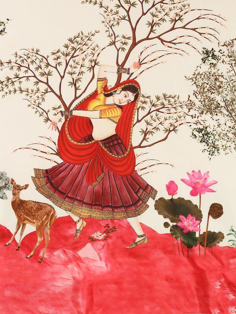 Women's Digital Print Shiney Satin Semistitched Lehenga Choli With Unstitched Blouse And Sequnce Work Orgenza Dupatta