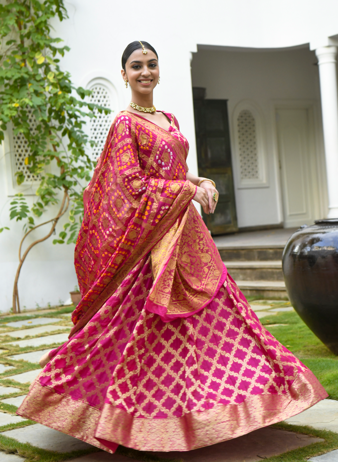 Pink Designer Lehenga Choli With Bandhani Dupatta | forum.iktva.sa