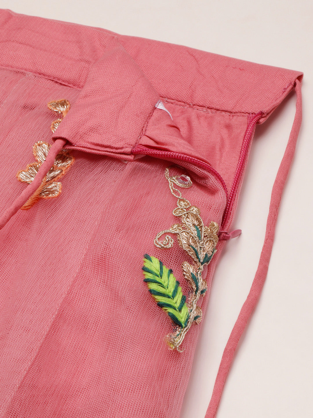 Women's Pink Net Sequince Cut Work Lehenga & Blouse With Dupatta - Royal Dwells