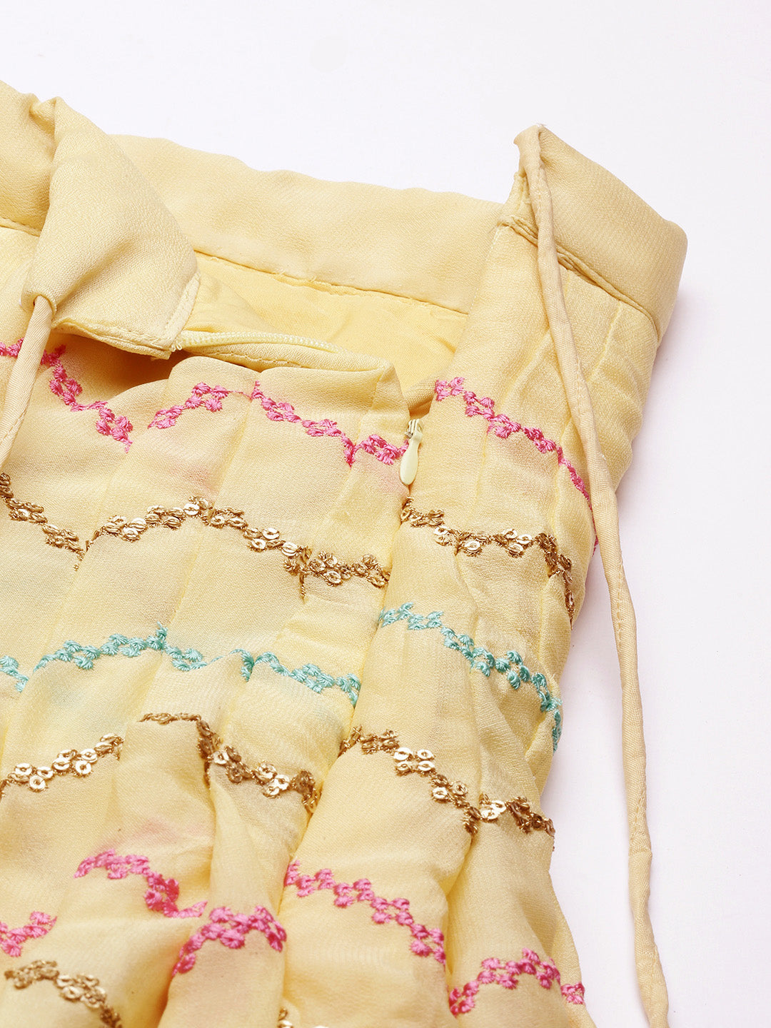 Women's Pure Georgette Thread Work Fully Stitched Lehenga - Royal Dwells