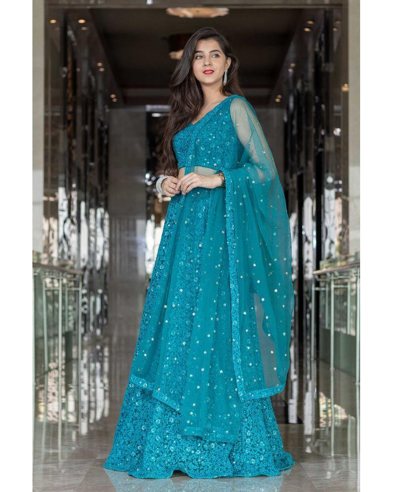 Women's Turquoise Blue Lehenga - Label Shaurya Sanadhya