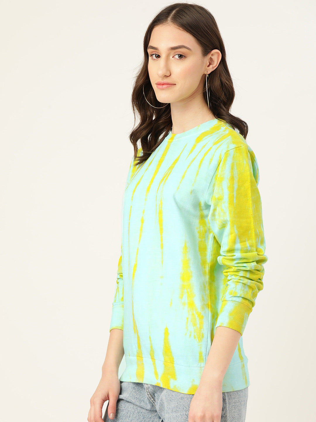 Women's Offwhite- yellow Sunrays tie dye Sweatshirt - Maaesa