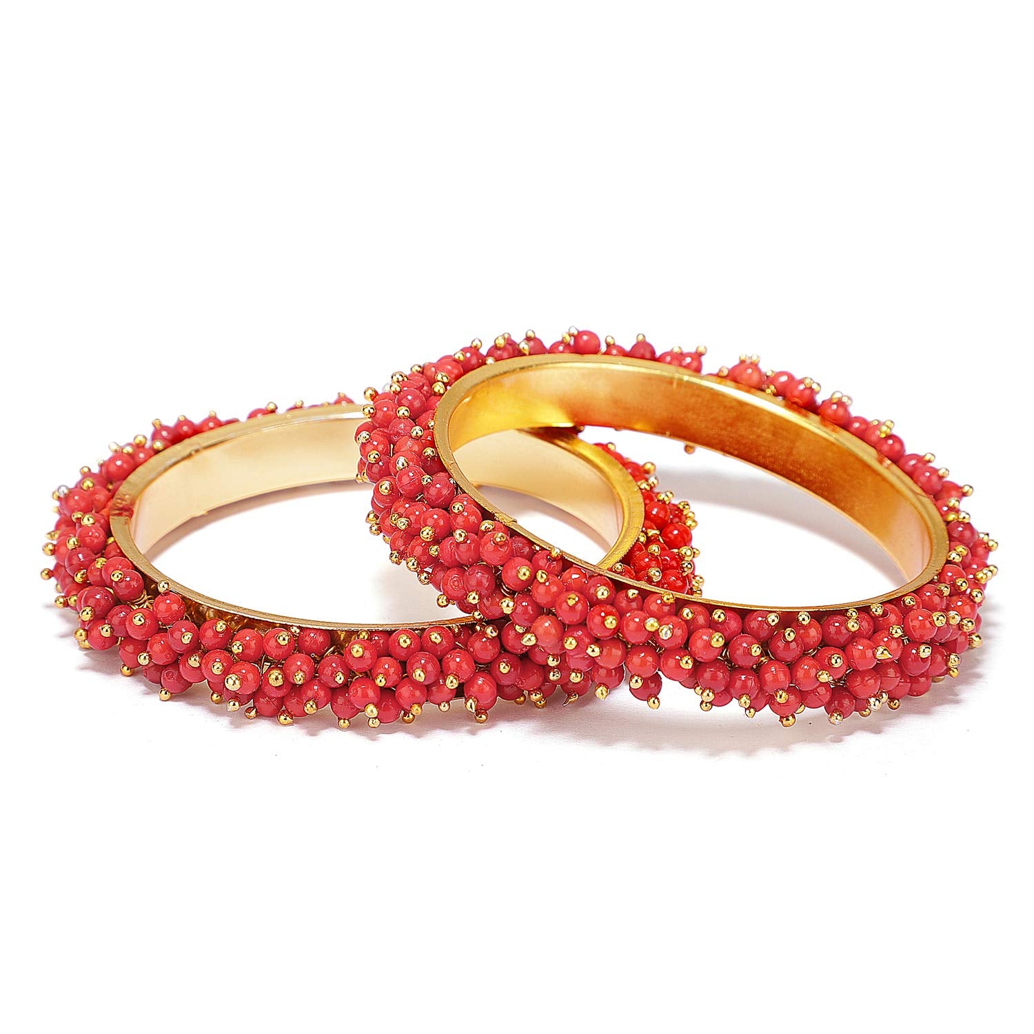 Women's Gold-Plated Beads Work Bangles - Kamal Johar