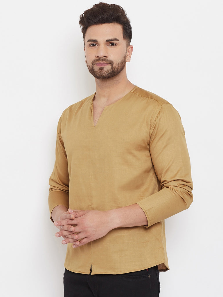 Men's Mustard Summer Casual Shirt Kurta