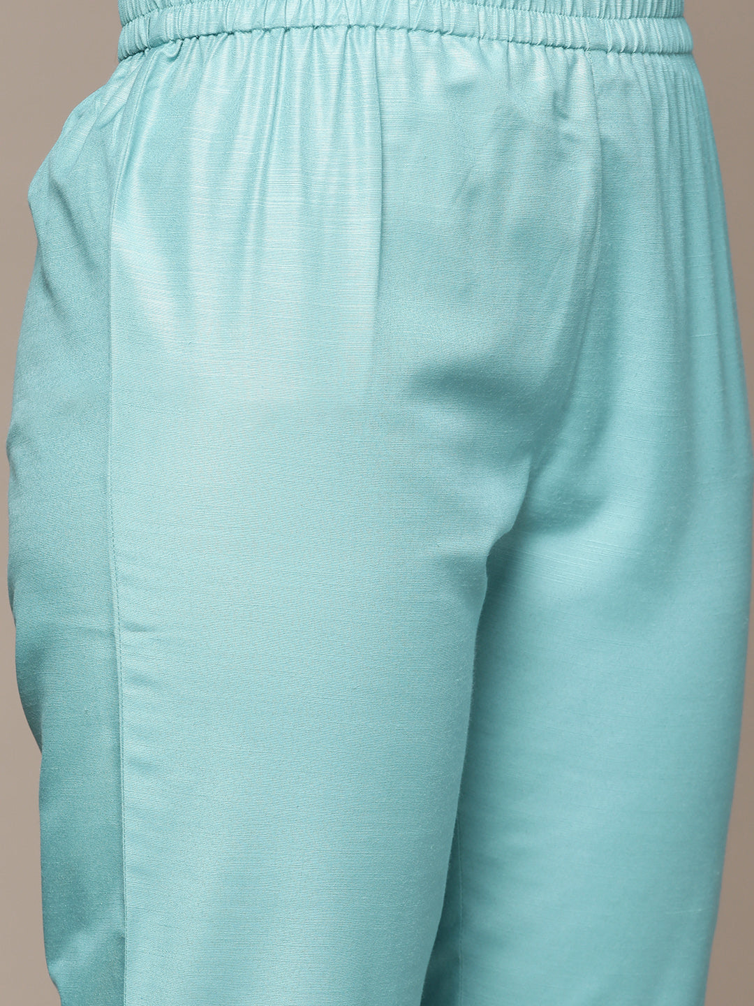 Women's Sky Blue Gotta Patti Kurta Set with Trousers