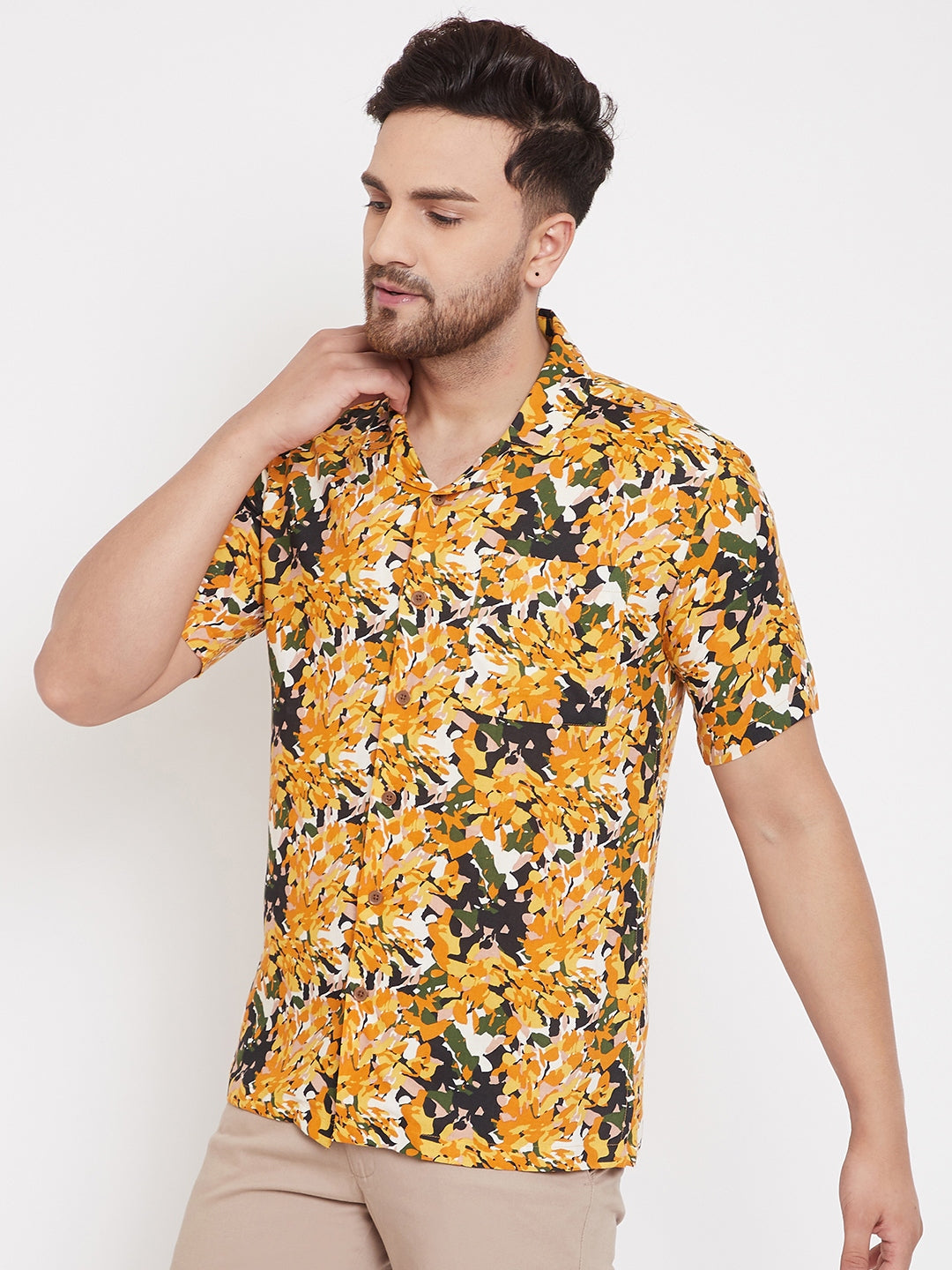 Men's Orange Summer Casual Shirt