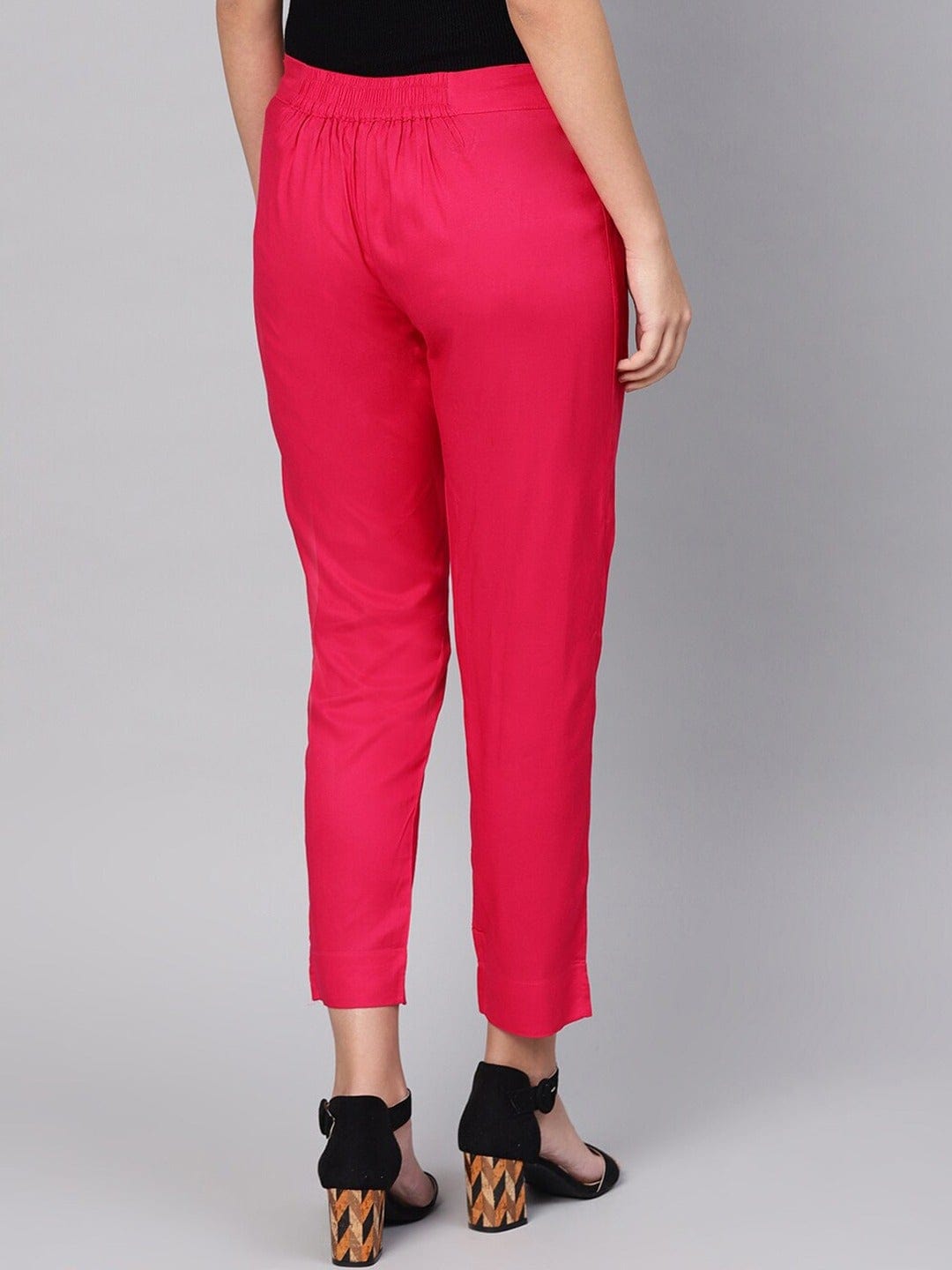 Women's KSUT Pink Regular Fit Solid Regular Trousers - Varanga