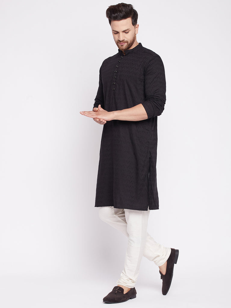 Men's Long Kurta with Band Colla