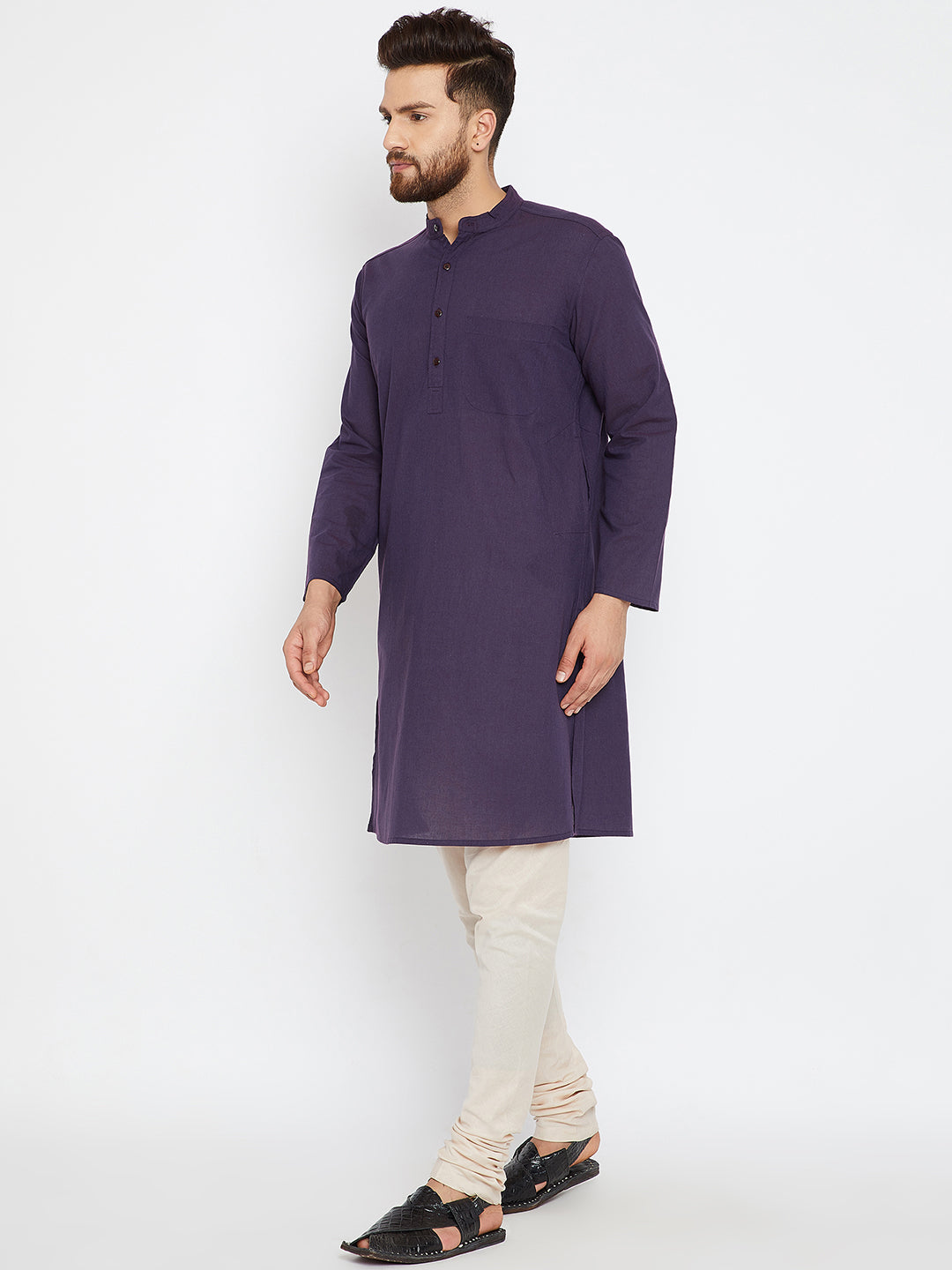 Men's Deep Purple Cotton Kurta