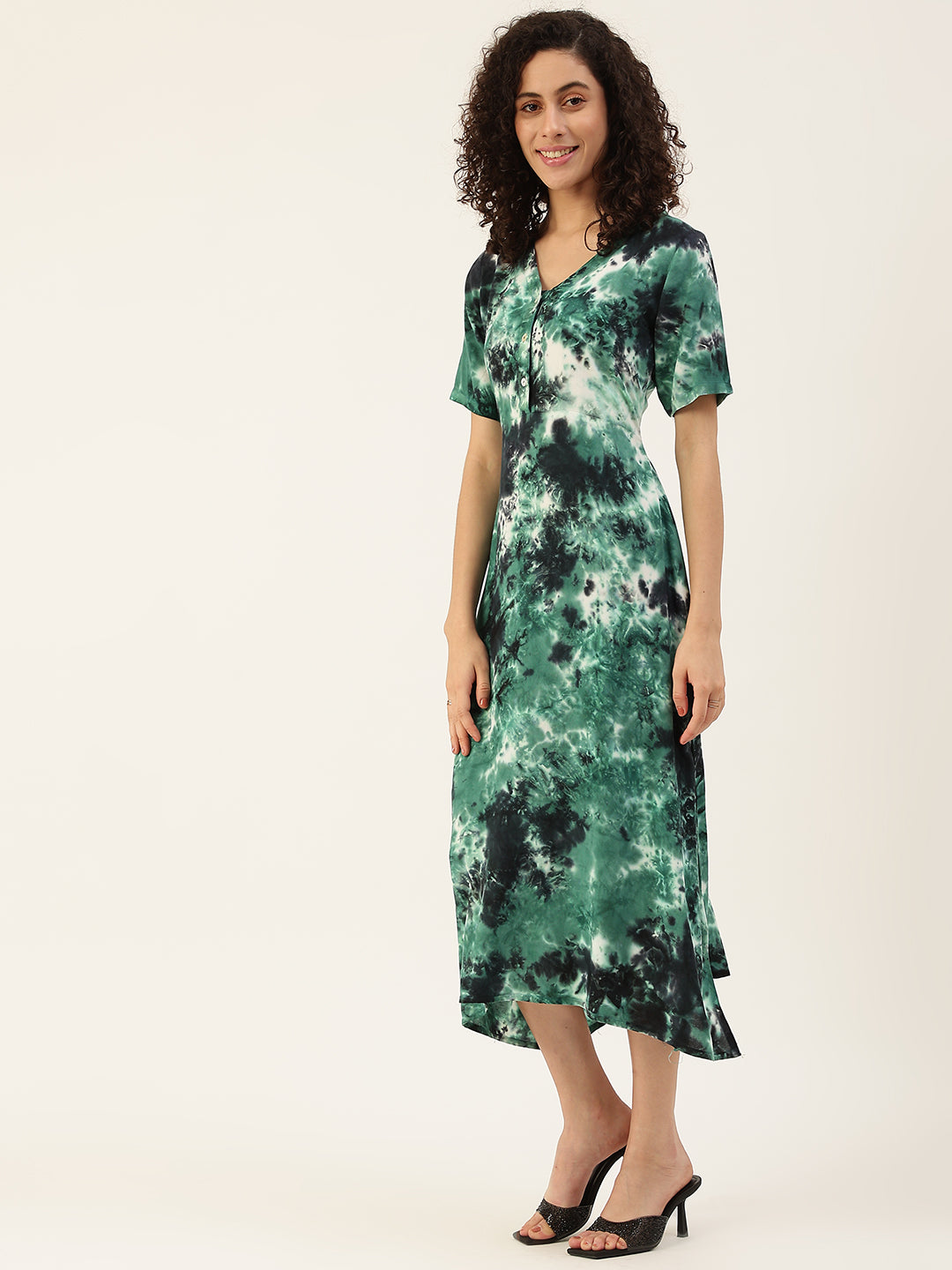 Women's Ocean Green Side Slit Dress - Maaesa