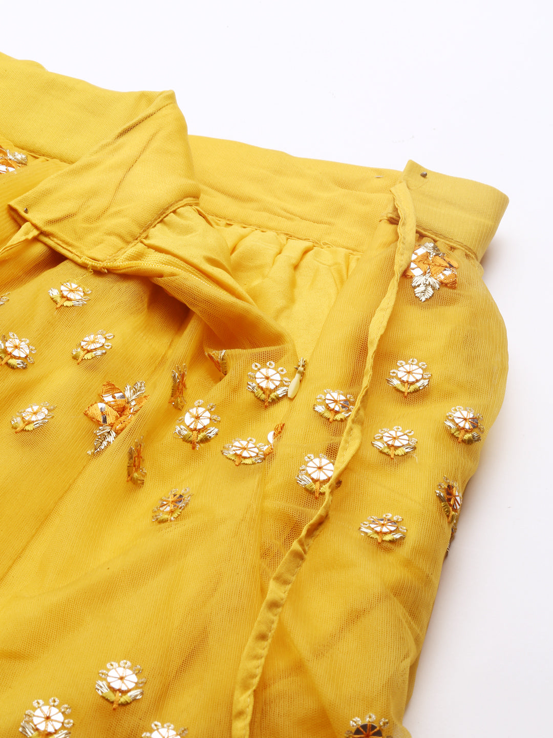 Women's Yellow Net Sequince Work Lehenga & Blouse, Dupatta - Royal Dwells