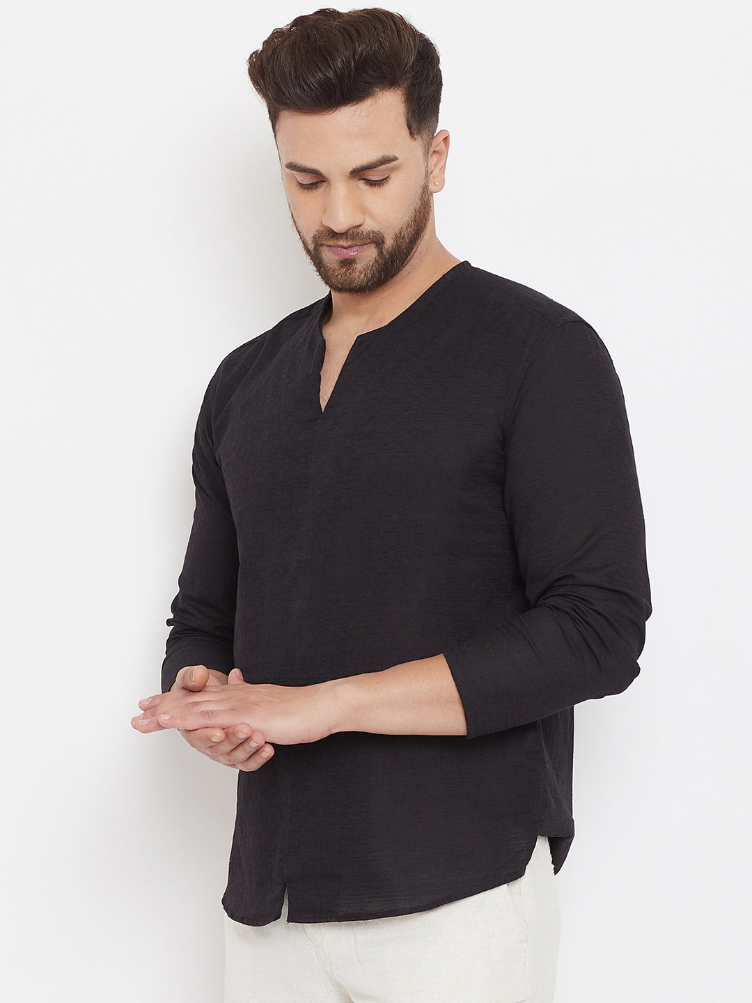 Men's Black Summer Casual Shirt Kurta
