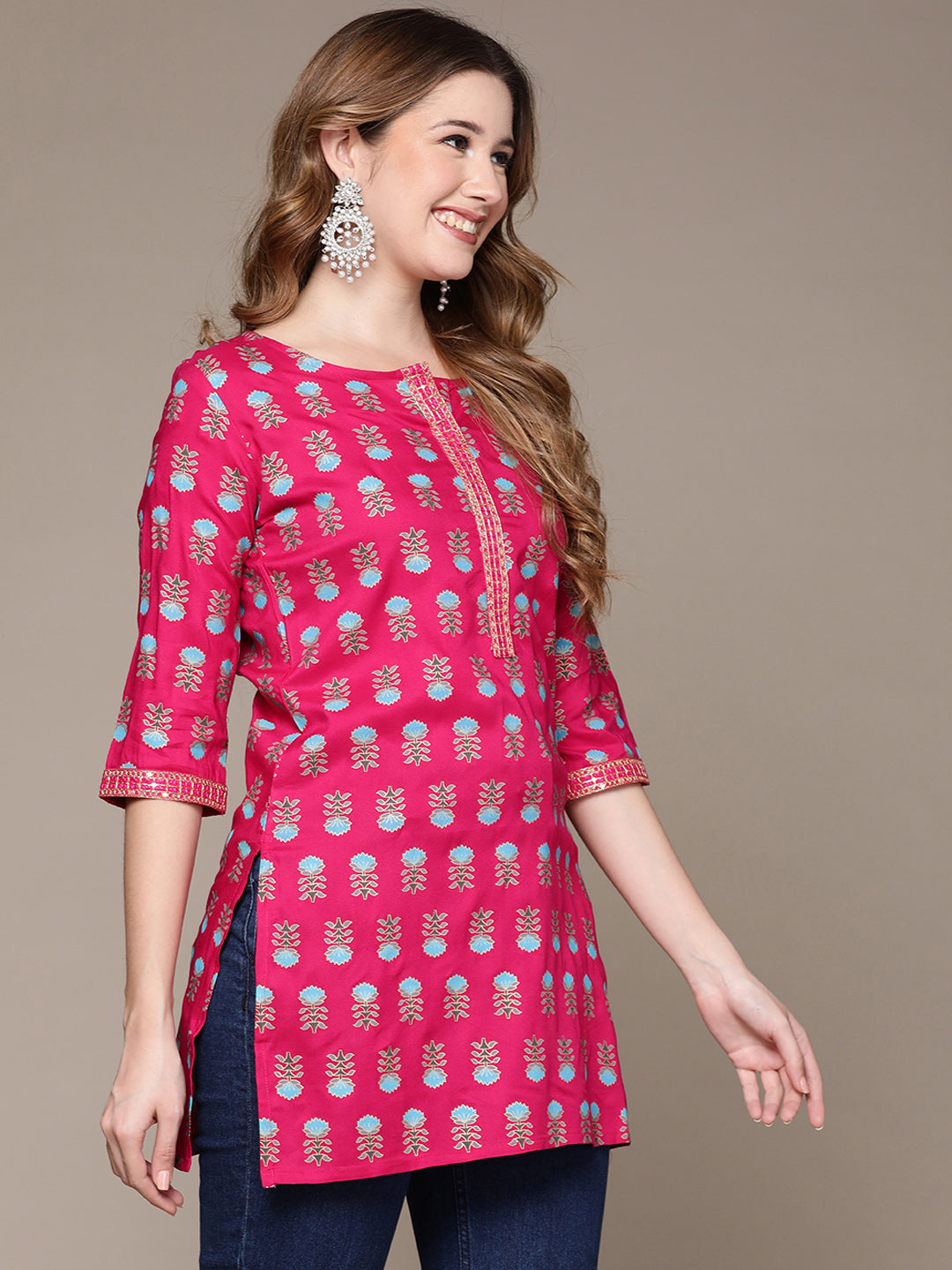 Women's Pink Printed Tunic