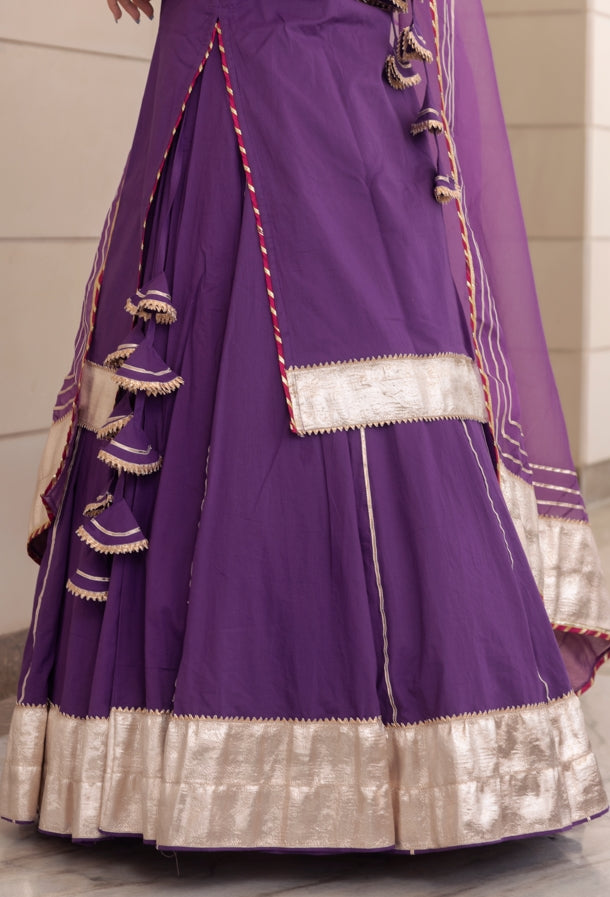 Women's Falguni Purple Kurta Skirt Set - Pomcha Jaipur