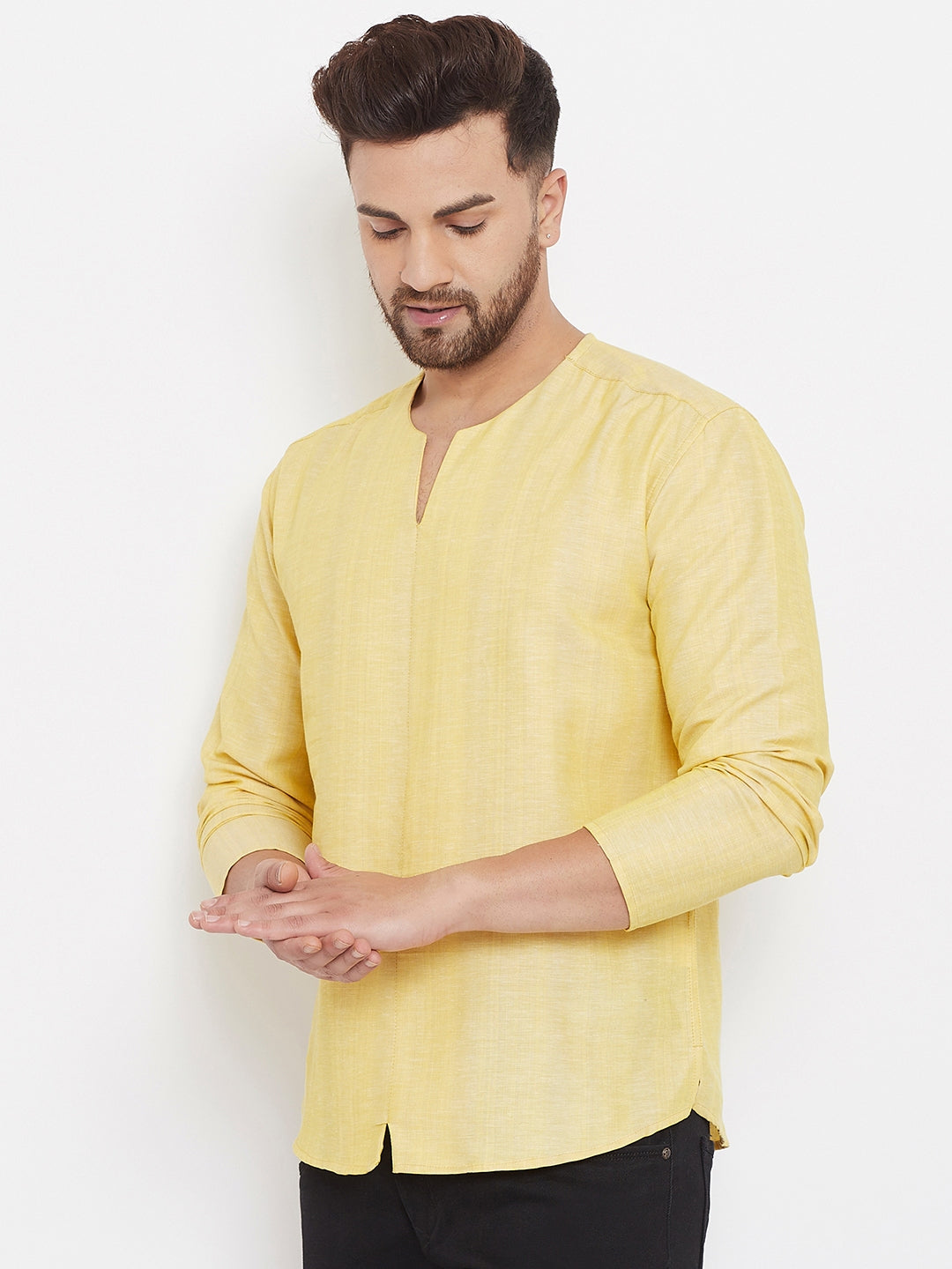 Men's Yellow Summer Casual Shirt Kurta
