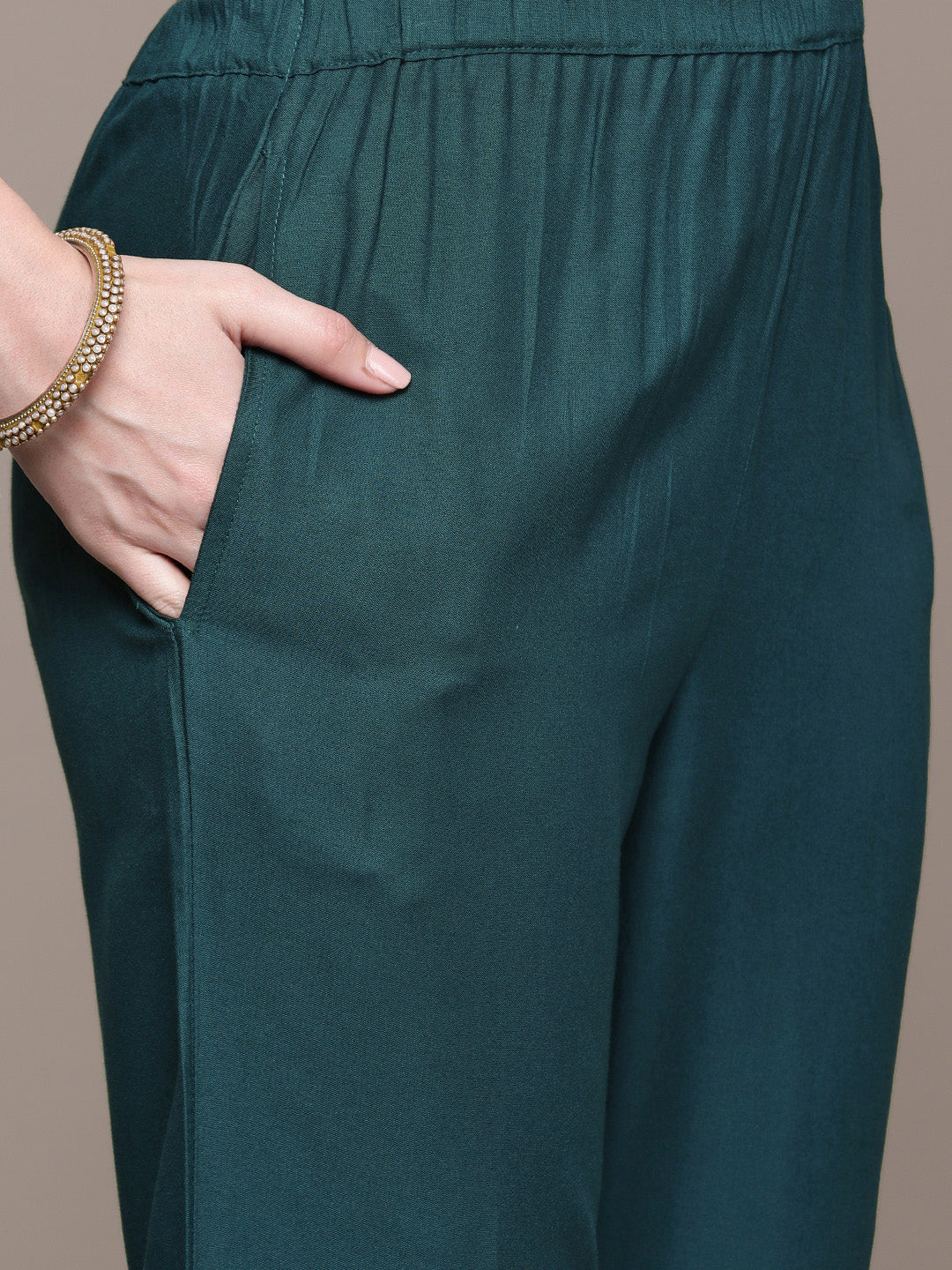 Women Teal Green Printed Kurta with Palazzos & Dupatta