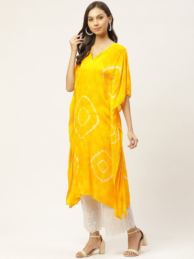 Women's Yellow Crepe Kaftan Kurta