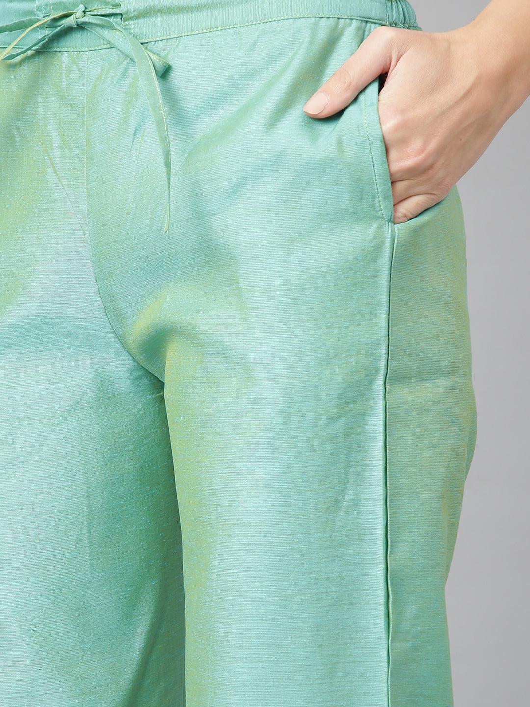 Women's Green Embroidered Solid Side Slit Straight Kurta Palazzo And Dupatta Set - Azira