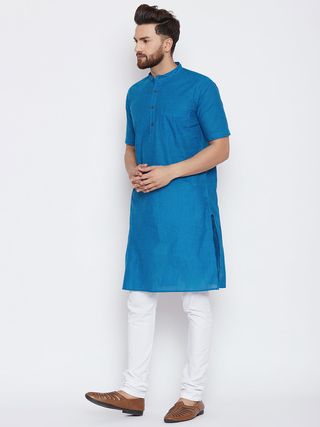 Men's Royal Blue Solid Kurta