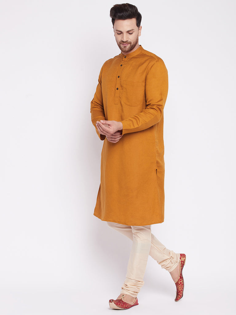 Men's Long Kurta with Band Colla