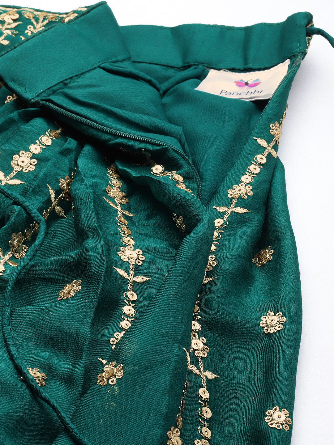 Women's Green Pure Georgette Sequince Embroidered Lehenga & Blouse, Dupatta - Royal Dwells