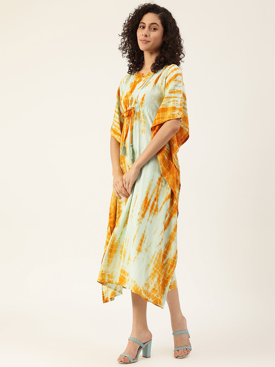 Women's Crumple Tie-dye Rayon Kaftan Dress - Maaesa
