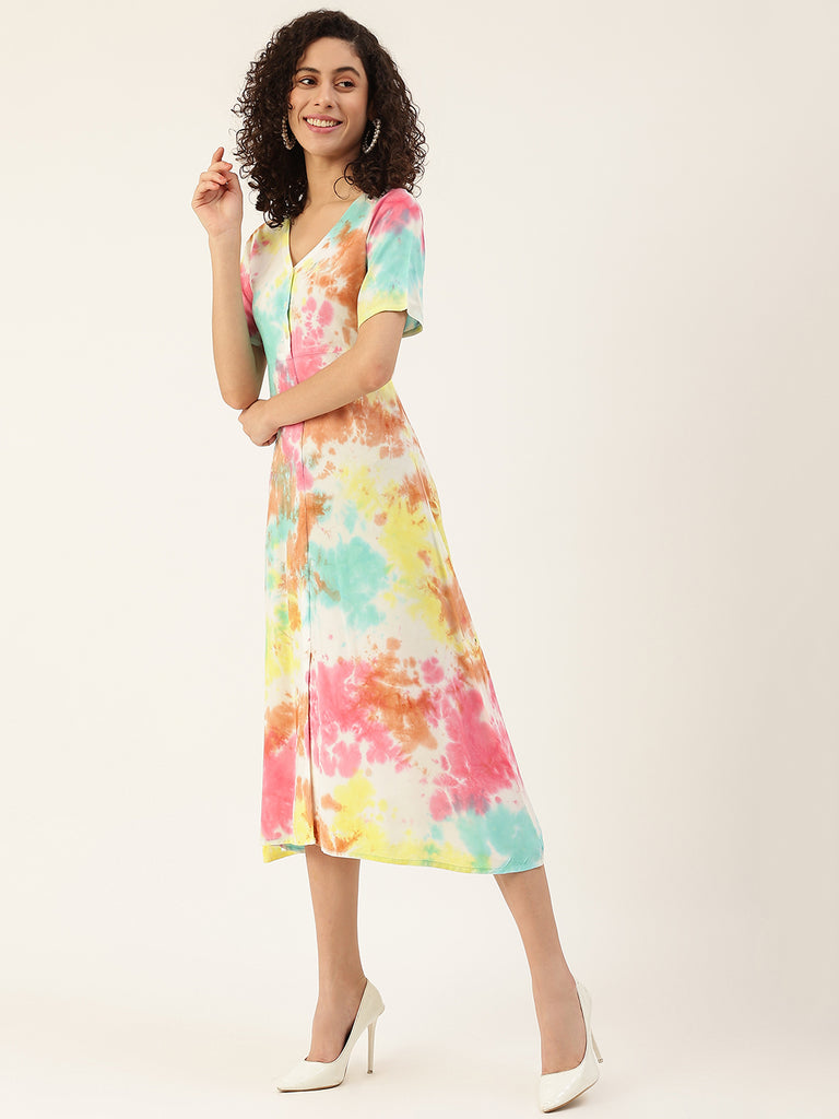 Women's Colorful Placket Dress
