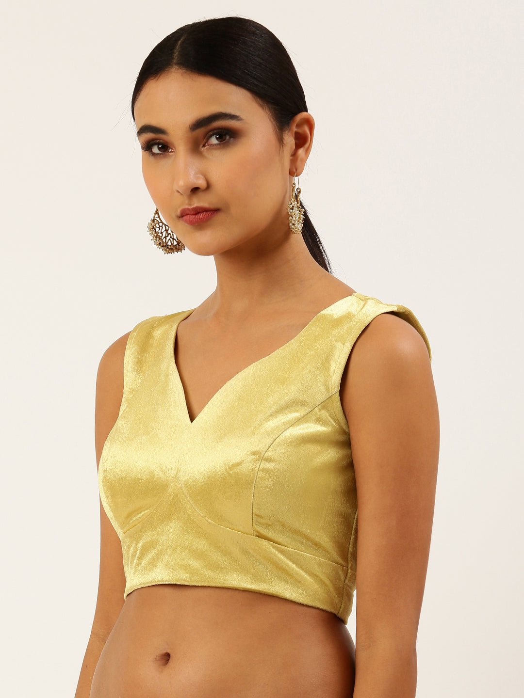 Women's Yellow Toned Velvet Readymade Blouse - Royal Dwells