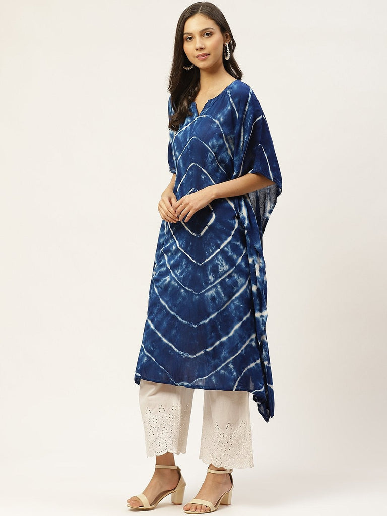 Women's Blue Crepe Kaftan Kurta