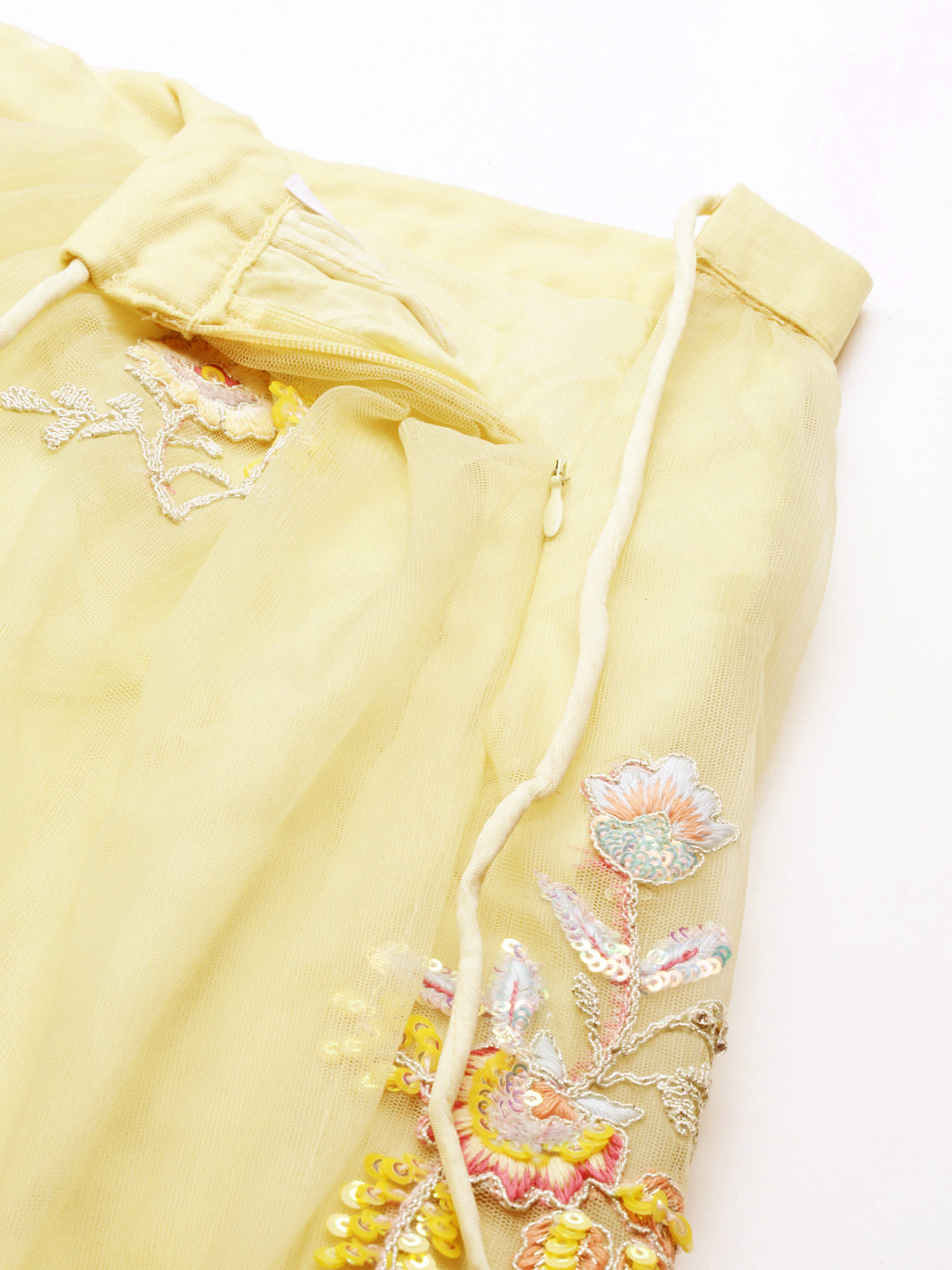 Women's Mustard Tone Shadding Net Sequinse Work Fully-Stitched Lehenga & Stitched Blouse, Dupatta - Royal Dwells