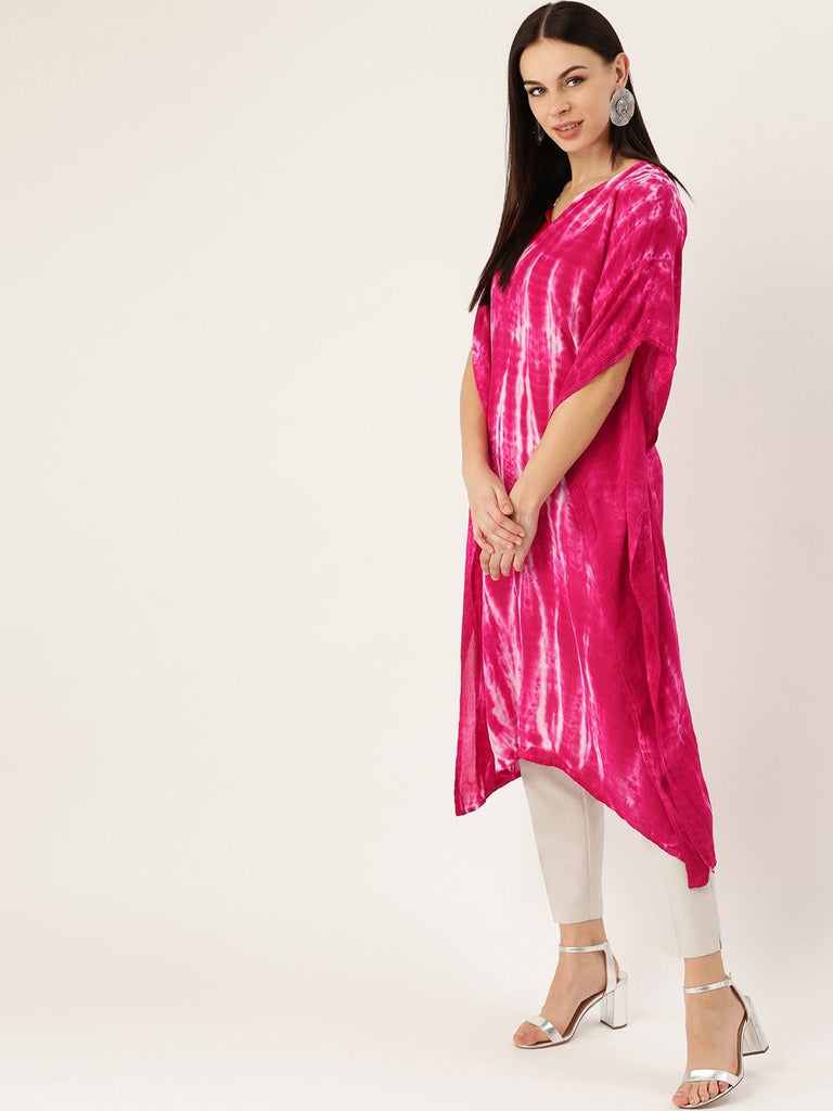 Women's Pink Crepe Kaftan Kurta