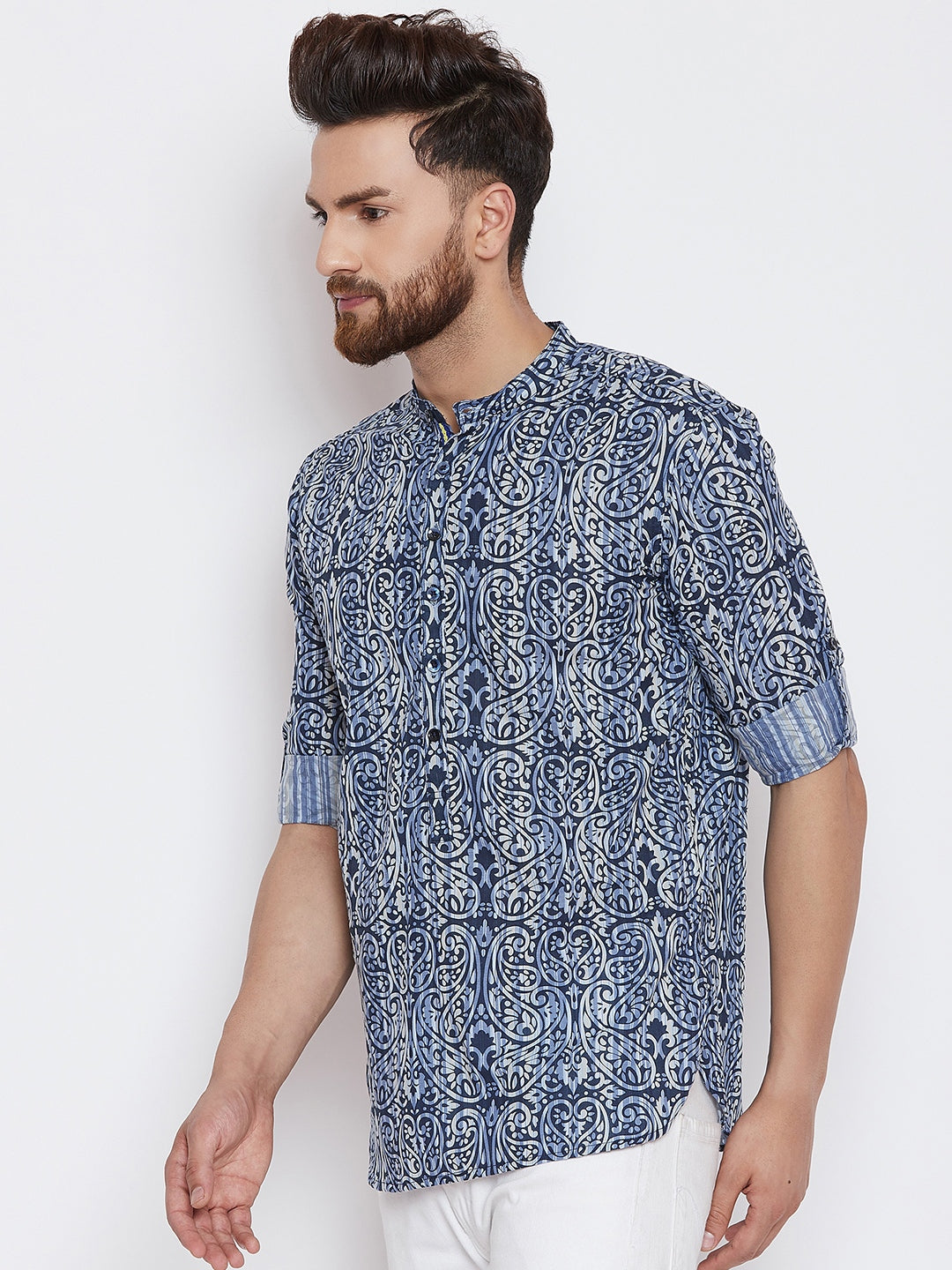 Men's Printed Pure Cotton Shirt Kurta